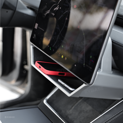 Model Y Juniper/ 3 Highland Under Screen Storage Organizer Cyberpunk Style Center Console Organizer Tray with Anti-Slip Silicone Pad