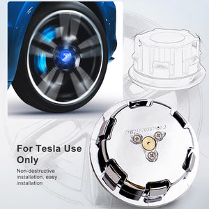EVBASE Tesla Logo Model 3/Y LED Logo Center Caps Wheel Hub Caps Cover 4PCS
