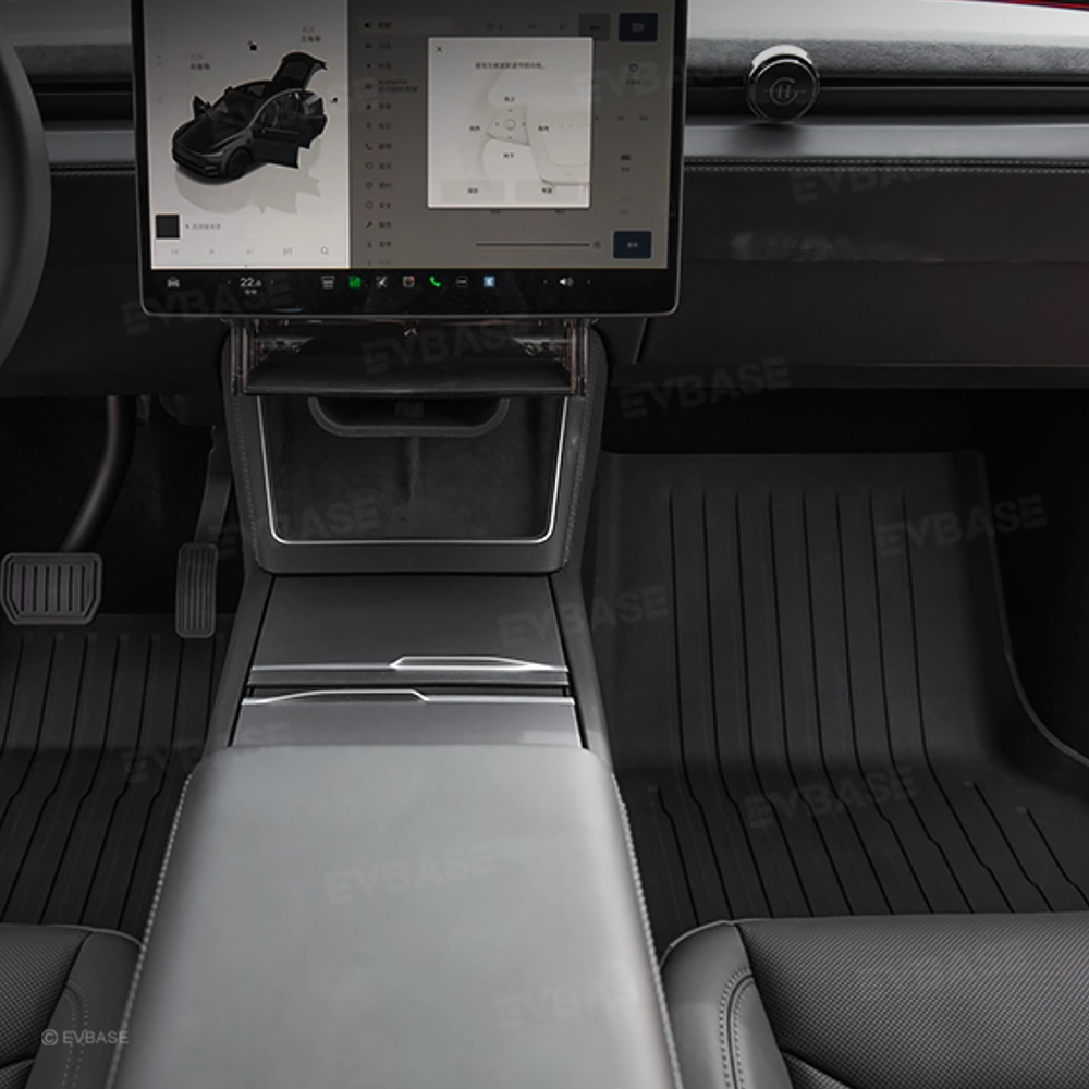 Model Y Juniper Floor Mats All Weather Waterproof Non-Slip TPU Floor Liners with Silver Pedal Accent