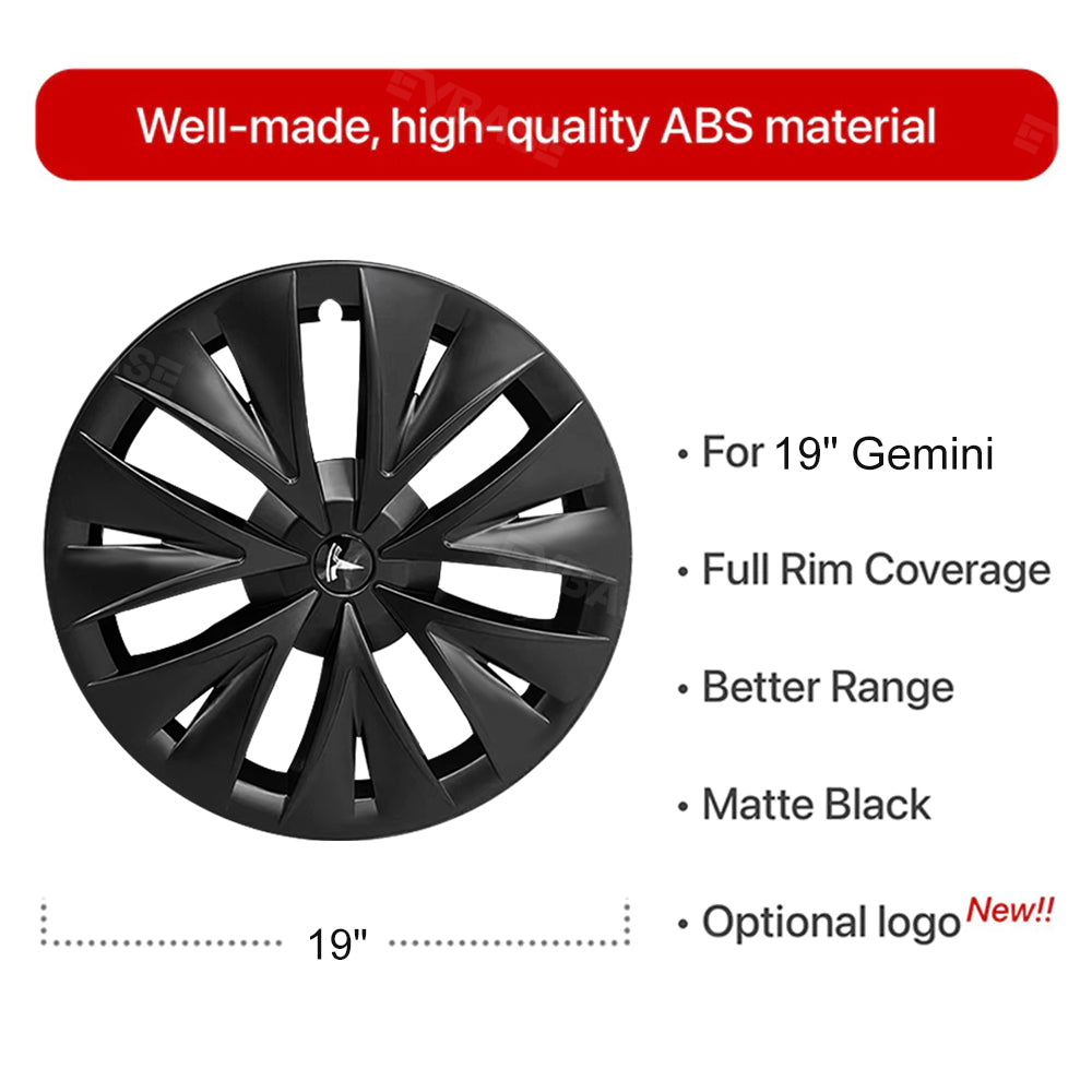 Model Y Wheel Covers 19" Wheel Caps ABS Hubcaps Replacement 4PCS Rim Protection For Tesla Gemini Wheels