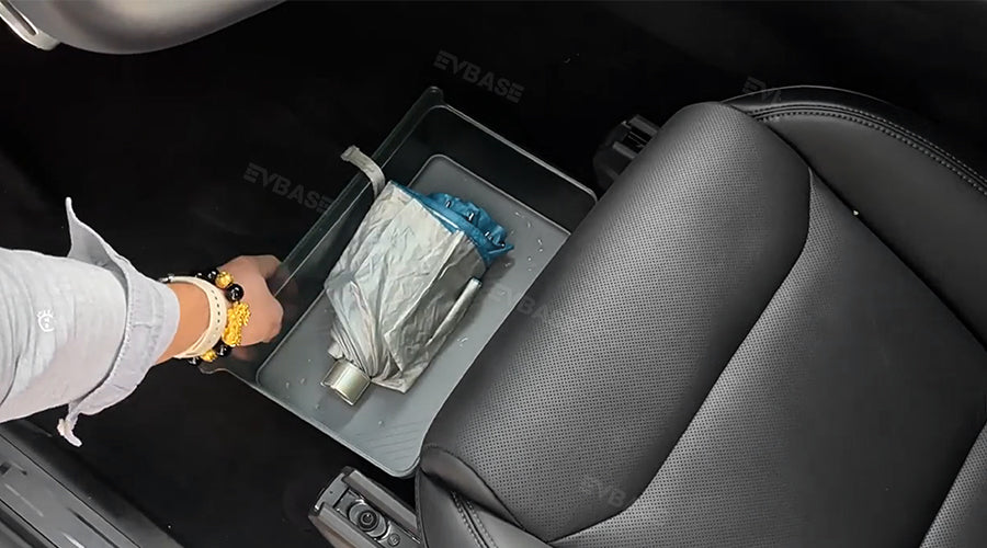 EVBASE Tesla Model X Underseat Storage Box Hidden Organizer Tray Bin