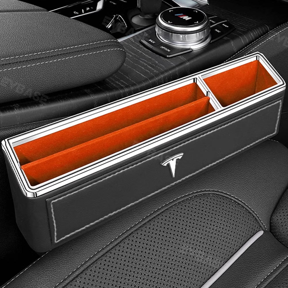 Car Seat Gap Filler Premium Leather Organizer For Tesla Model S 3