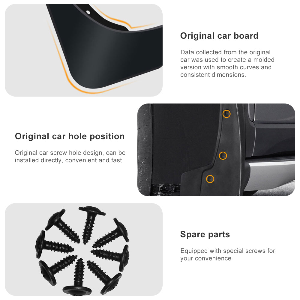 4-Piece Mud Flaps Splash Guards For Tesla Model X 2016-2021 - Black Plastic