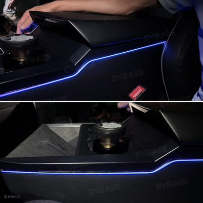 Cybertruck Interior Ambient Lighting Center Console RGB Chasing Lights LED Light Strip with OEM Screen Control