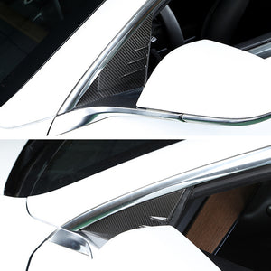 EVBASE Tesla Model 3 Y Spoiler de fibra de carbono A-Pillar Guía de ventana Accesorios de decoración exterior modificados