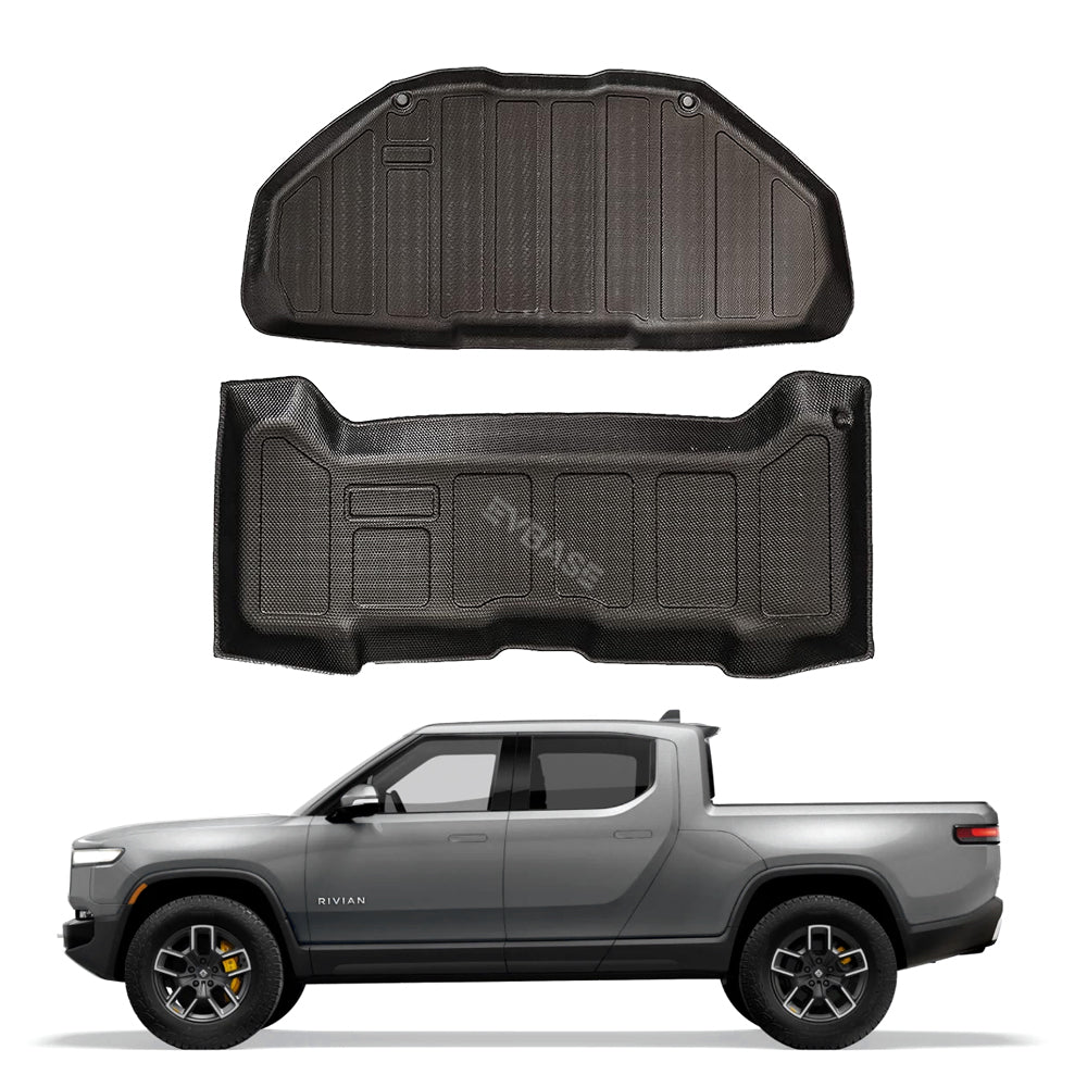 R1T/R1S Front Mat Upper Lower Layer All-Weather TPE Front Storage Mat Cargo Liner for Rivian R1T/R1S