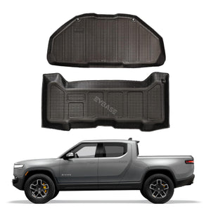 Rivian R1T Front Mat Upper Lower Layer All-Weather TPE Front Storage Mat Cargo Liner for R1T