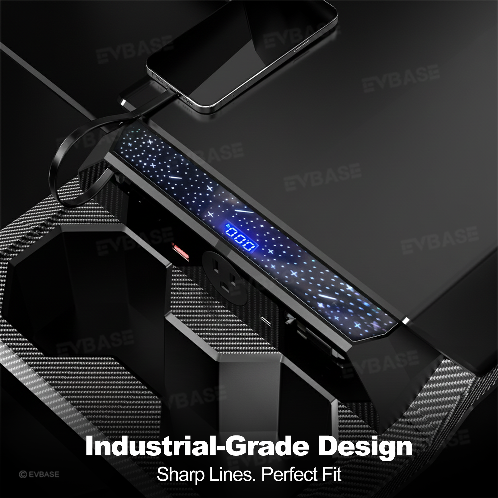 Cybertruck Center Console Multi-Port USB Charging Hub 2.0 with Retractable Cables & 110V AC Outlet (30W PD/QC3.0 Fast Phone Charge)