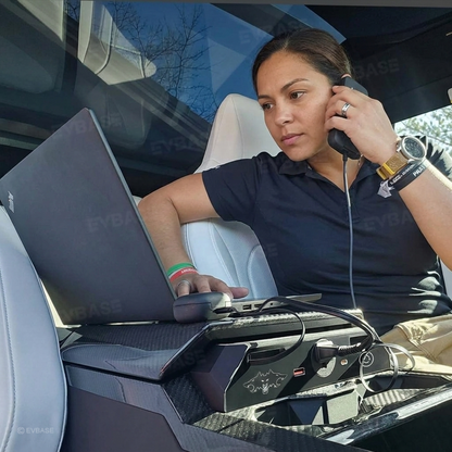 Cybertruck Center Console Multi-Port USB Charging Hub 2.0 with Retractable Cables & 110V AC Outlet (30W PD/QC3.0 Fast Phone Charge)