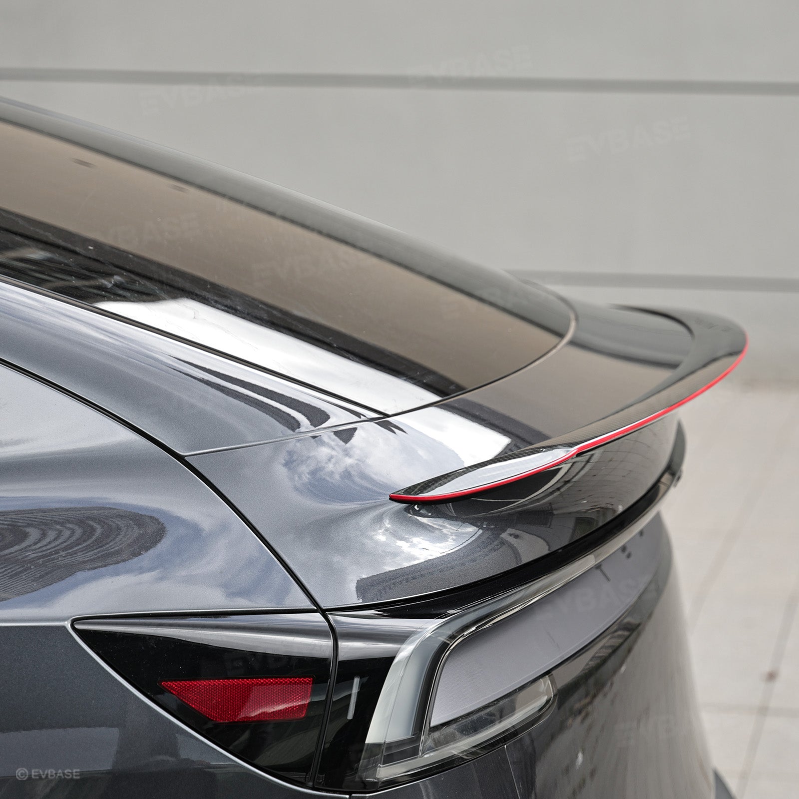 EVBASE Model Y Juniper Spoiler Wing Redline Real Carbon Fiber Trunk Lid Rear Lip Spoiler For Tesla