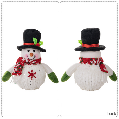 Christmas Snowman Lighted Plush Snowmen Figurines Adorable Tiny Model Xmas Interior Decor for Tesla