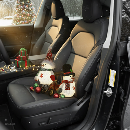 Christmas Snowman Lighted Plush Snowmen Figurines Adorable Tiny Model Xmas Interior Decor for Tesla