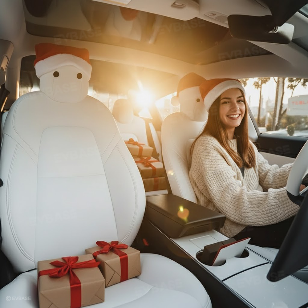 🎁 Red Christmas Hat Headrest for Tesla Model 3/Y/X/S Seats Festive Pair Included (100% off)