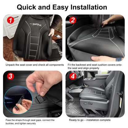 Cybertruck Black Seat Covers Full Coverage Seat Protector NAPPA Leather With Cybertruck LOGO For Tesla