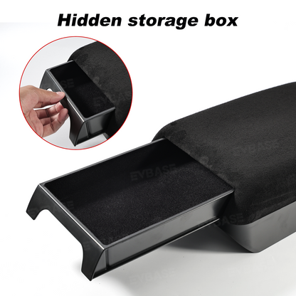 Cybertruck Center Console Armrest Pad Riser with Hidden Sliding Storage Organizer