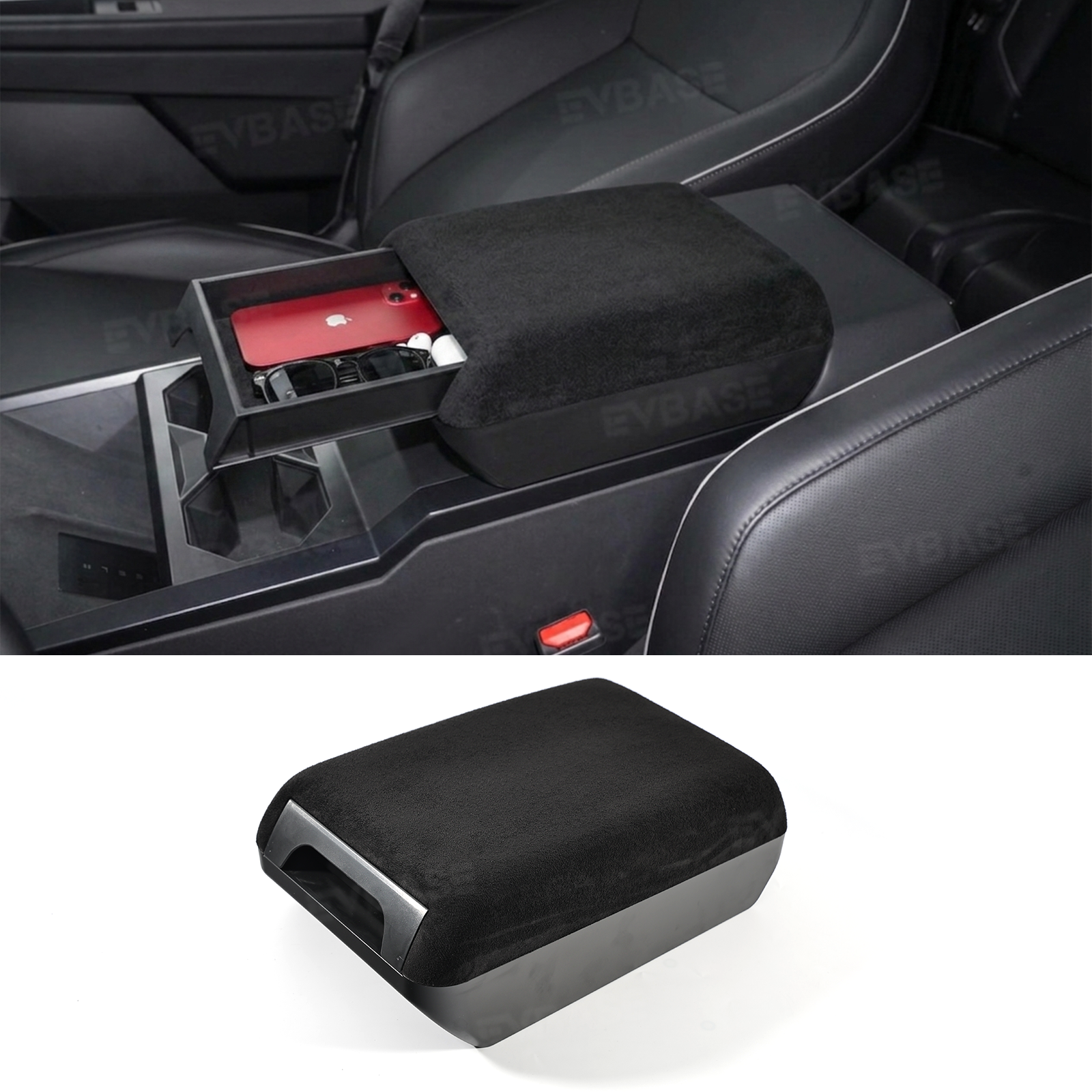 Cybertruck Center Console Armrest Pad Riser with Hidden Sliding Storag ...