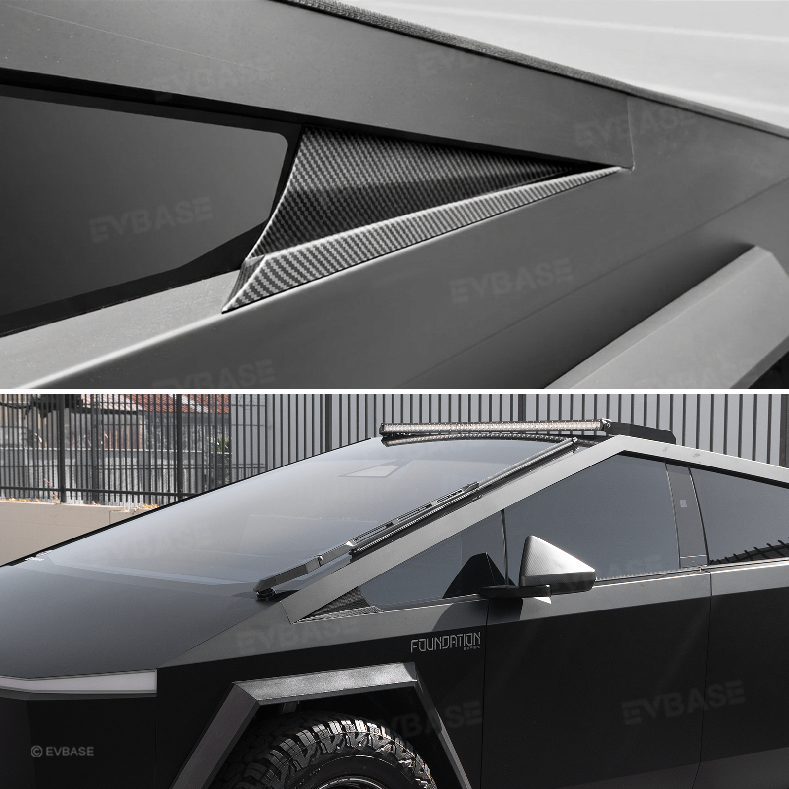 Cybertruck Exterior Front Corner Window Overlay ABS Carbon Fiber Sporty Style A-Pillar Cover