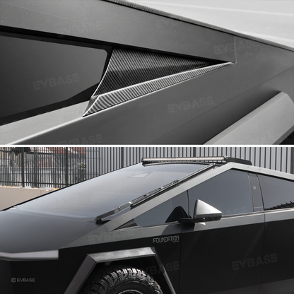 Cybertruck Exterior Front Corner Window Overlay ABS Carbon Fiber Sporty Style A-Pillar Cover