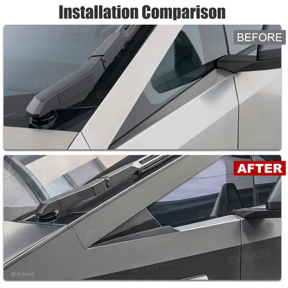 Cybertruck Exterior Front Corner Window Overlay ABS Carbon Fiber Sporty Style A-Pillar Cover