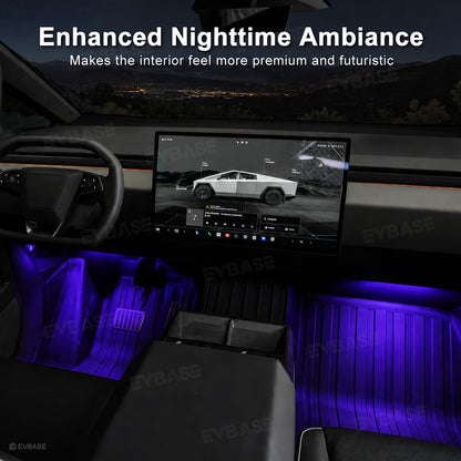 Cybertruck Interior Ambient Lighting Kit RGB Streamer Lights LED Interior Light Strips Multi-Zone Lighting Upgrade System with Factory Screen Control