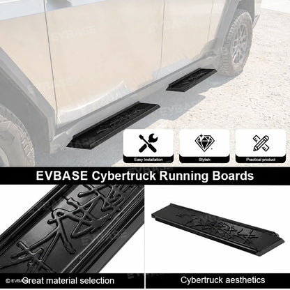 Cybertruck Running Boards Heavy-Duty Stainless Steel Side Steps Dual-Step Nerf Bars