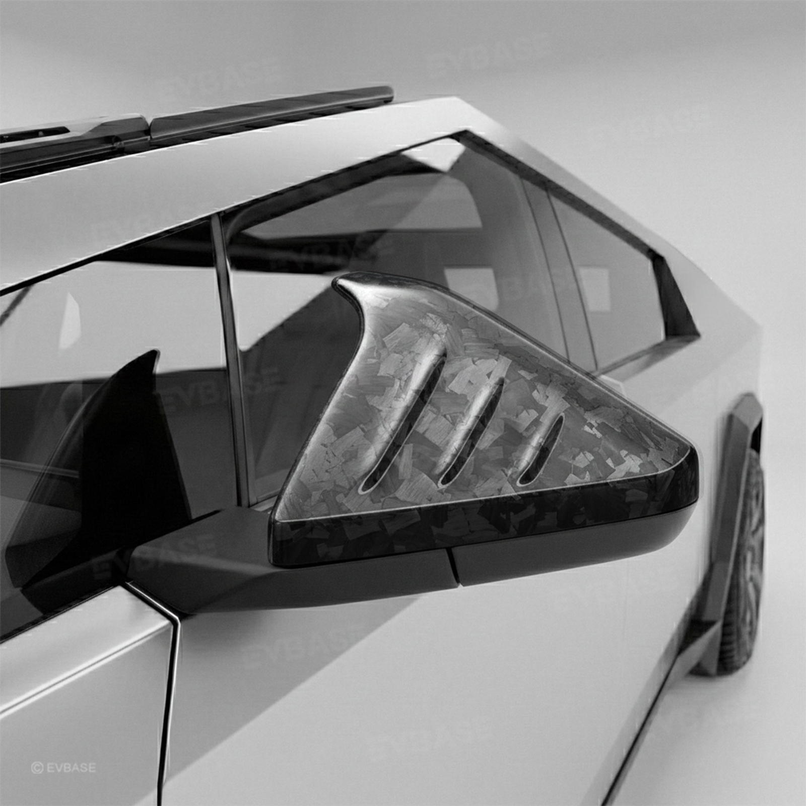 Cybertruck Side Mirror Cover Futuristic Horn-Style Rearview Mirror Caps Real Molded Carbon Fiber Overlay