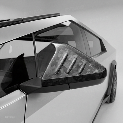Cybertruck Side Mirror Cover Futuristic Horn-Style Rearview Mirror Caps Real Molded Carbon Fiber Overlay