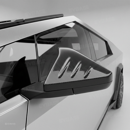 Cybertruck Side Mirror Cover Futuristic Horn-Style Rearview Mirror Caps Real Molded Carbon Fiber Overlay