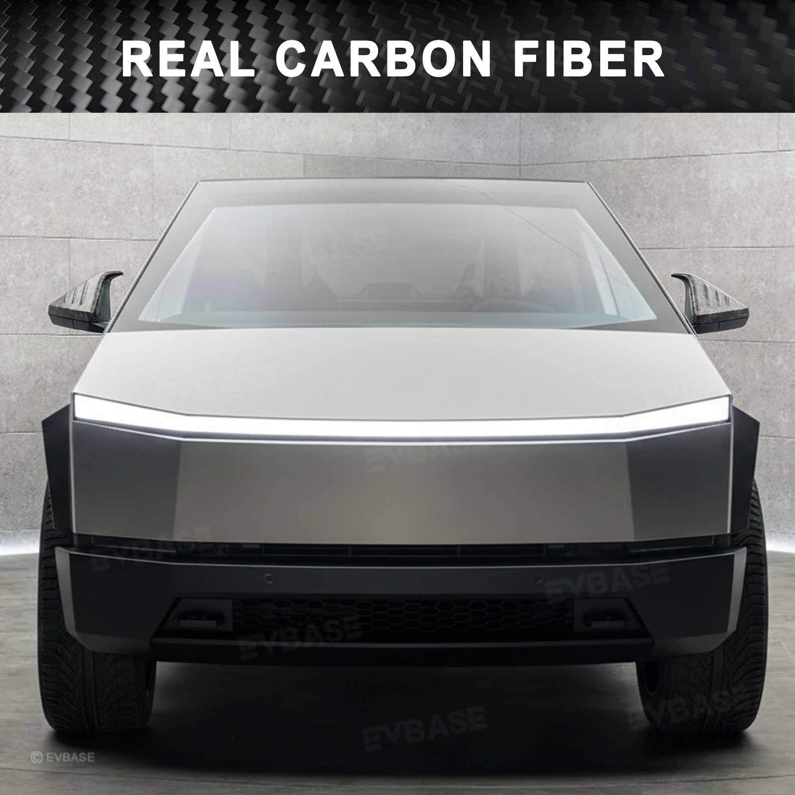 Cybertruck Side Mirror Cover Futuristic Horn-Style Rearview Mirror Caps Real Molded Carbon Fiber Overlay