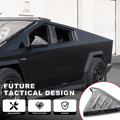 Cybertruck Side Mirror Cover Futuristic Horn-Style Rearview Mirror Caps Real Molded Carbon Fiber Overlay