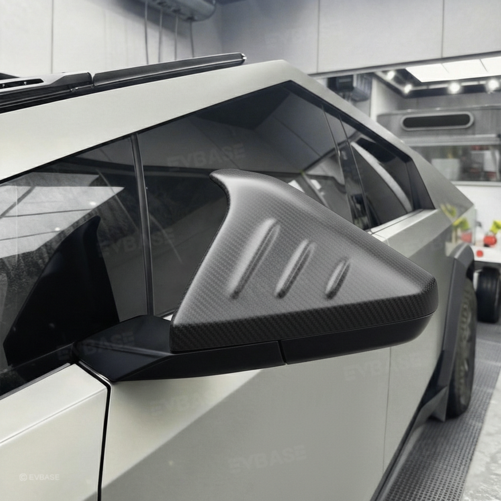 Cybertruck Side Mirror Cover Futuristic Horn-Style Rearview Mirror Caps Real Molded Carbon Fiber Overlay