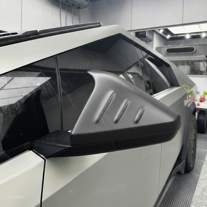 Cybertruck Side Mirror Cover Futuristic Horn-Style Rearview Mirror Caps Real Molded Carbon Fiber Overlay