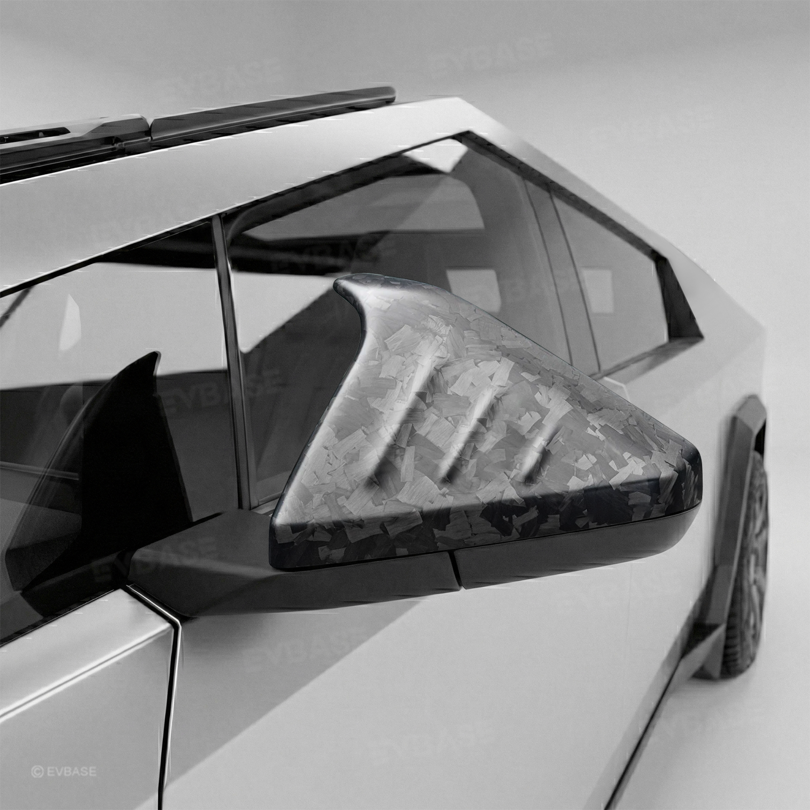 Cybertruck Side Mirror Cover Futuristic Horn-Style Rearview Mirror Caps Real Molded Carbon Fiber Overlay