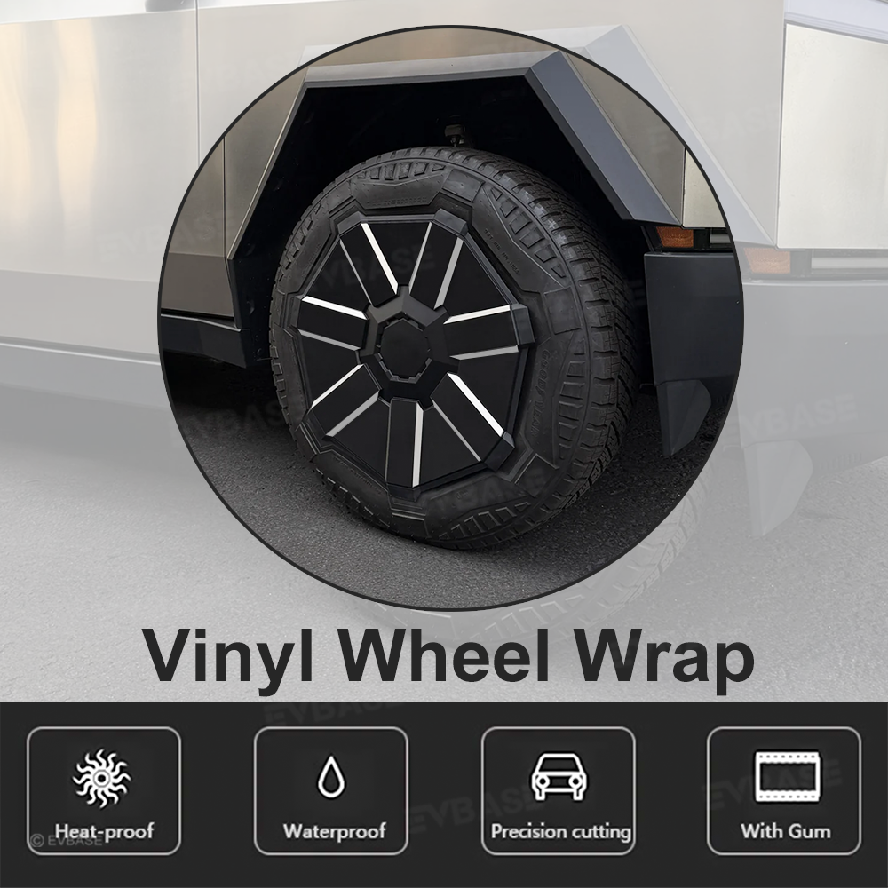 Cybertruck Vinyl Wheel Spoke Wrap Decals for 20 inch OEM Cyber Wheel Covers