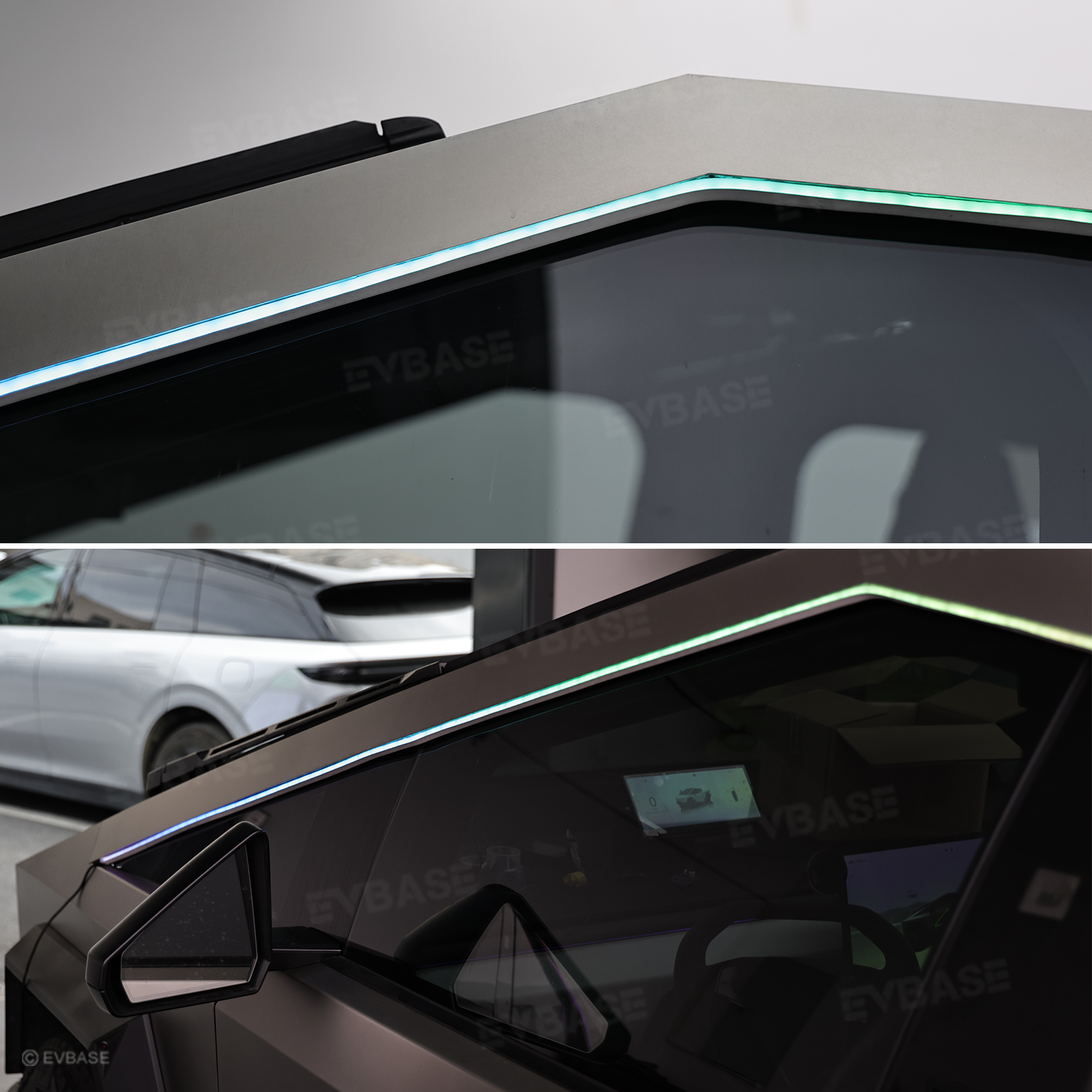 Cybertruck LED Lights Exterior Window Trim RGB Ambient Lighting Kit with OEM Screen Control / Smart App Control