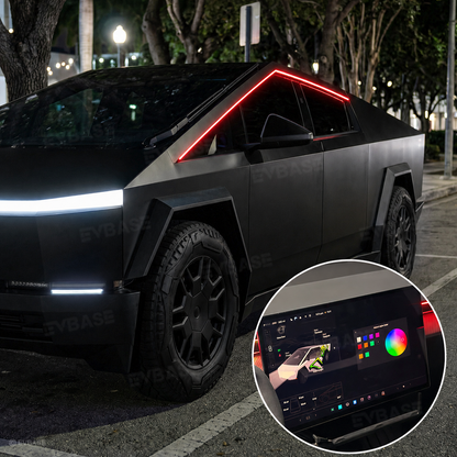Cybertruck LED Lights Exterior Window Trim RGB Ambient Lighting Kit with OEM Screen Control / Smart App Control