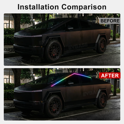 Cybertruck LED Lights Exterior Window Trim RGB Ambient Lighting Kit with OEM Screen Control / Smart App Control