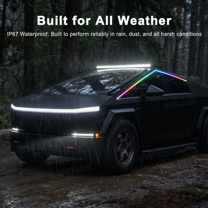Cybertruck LED Lights Exterior Window Trim RGB Ambient Lighting Kit with OEM Screen Control / Smart App Control