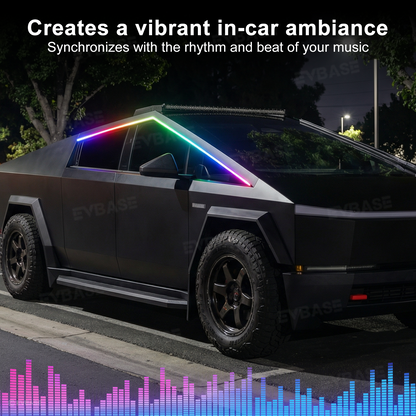 Cybertruck LED Lights Exterior Window Trim RGB Ambient Lighting Kit with OEM Screen Control / Smart App Control