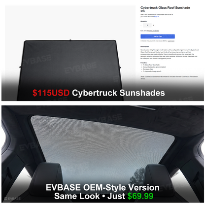 Cybertruck Glass Roof Sunshade OEM-Style Roof Shade Heat Insulation UV Protection Skylight Shade