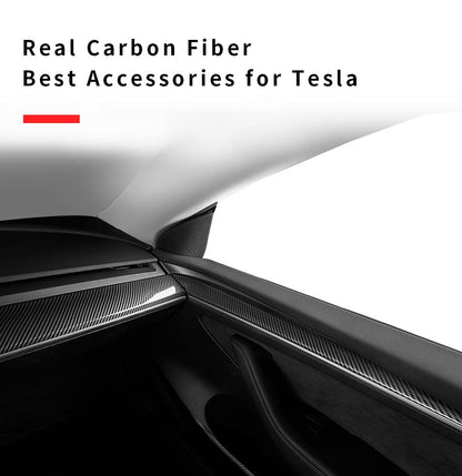 Model Y 3 Carbon Fiber Interior Accessories Dashboard Front Door Cover Trim for Tesla