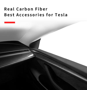 Tesla Model Y 3 Carbon Fiber Interior Accessories Dashboard Front Door Cover Trim