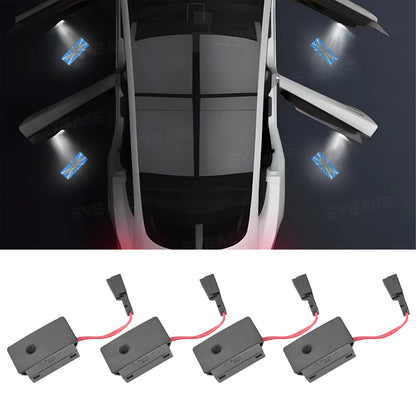 Door Plaid Projector Lights for Tesla Model 3/Y Ultra-Bright OEM Style Puddle Lights 