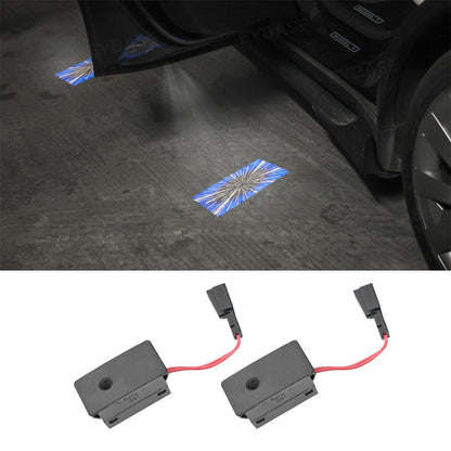 Door Plaid Projector Lights for Tesla Model 3/Y Ultra-Bright OEM Style Puddle Lights 