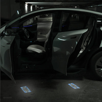 Door Plaid Projector Lights for Tesla Model 3/Y Ultra-Bright OEM Style Puddle Lights 