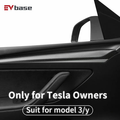Tesla Model Y 3 Carbon Fiber Interior Accessories Front Door Trim Cover