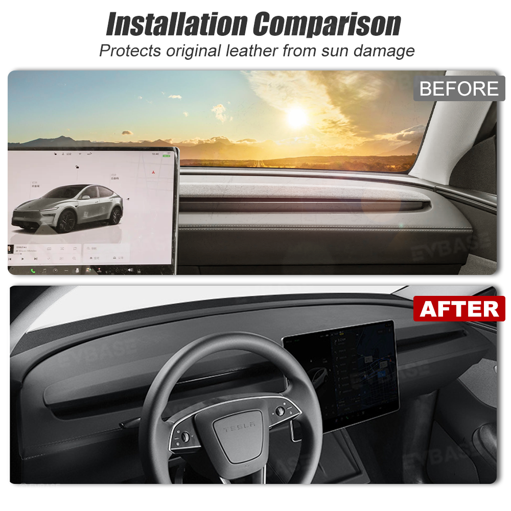 EVBASE Full-Cover Silicone Dashboard Protector Pad for Tesla Model Y Juniper