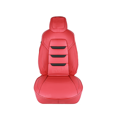 EVBASE Leather Seat Cover For Tesla Model Y Juniper Red Leather & Black Suede Full Coverage Seat Protector