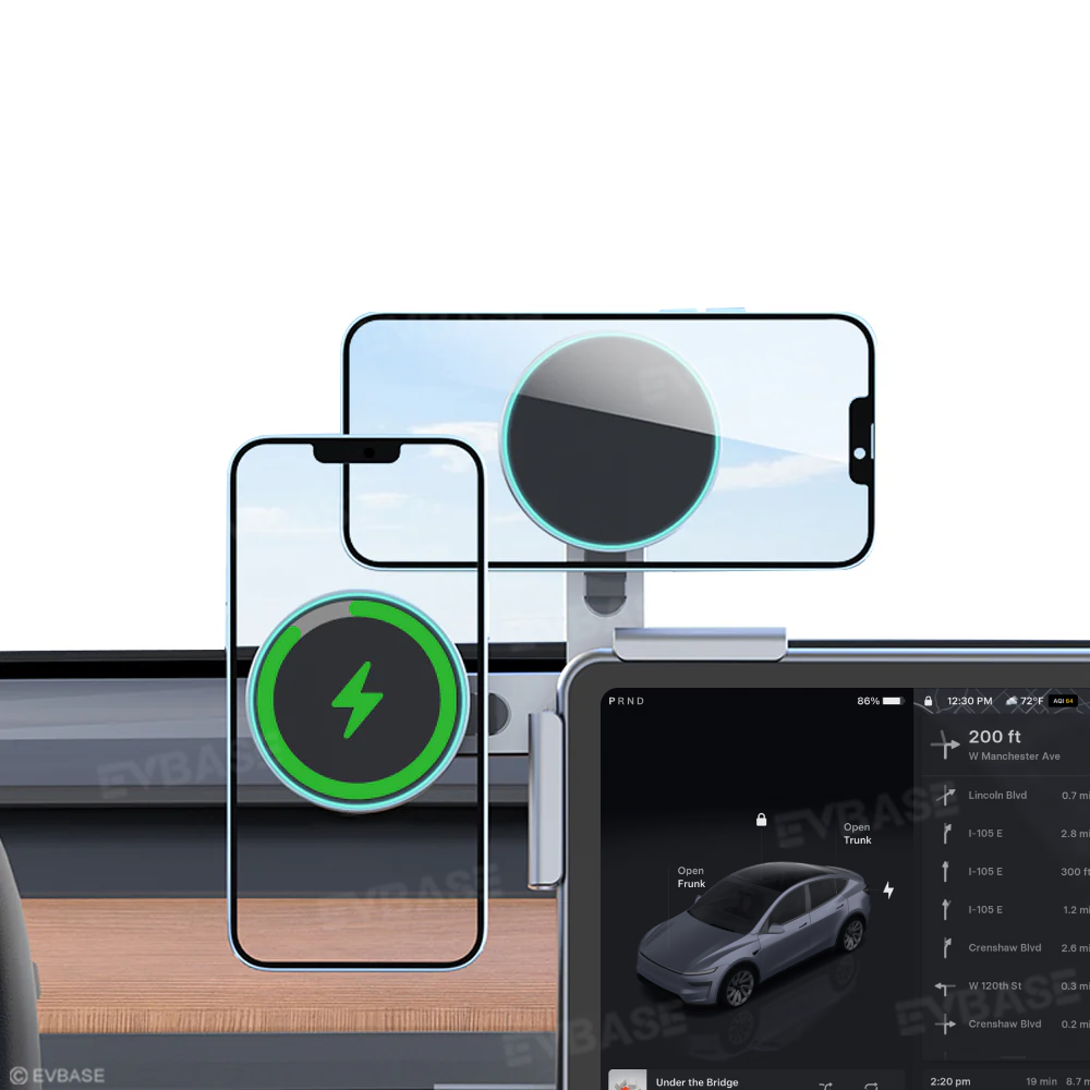 EVBASE Magnetic Phone Holder for Model Y juniper Wireless Charging Dashboard Phone Mount