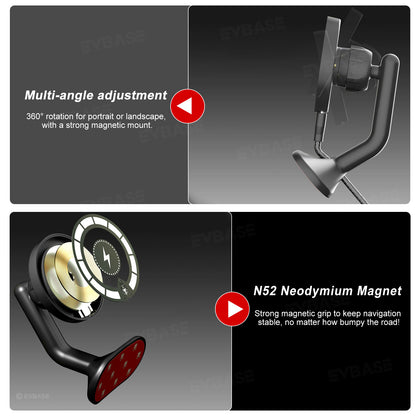 EVBASE Wireless Charging Phone Mount MagSafe Magnetic Phone Holder Behind Steering Wheel For Tesla Model 3 Y 3 Highland